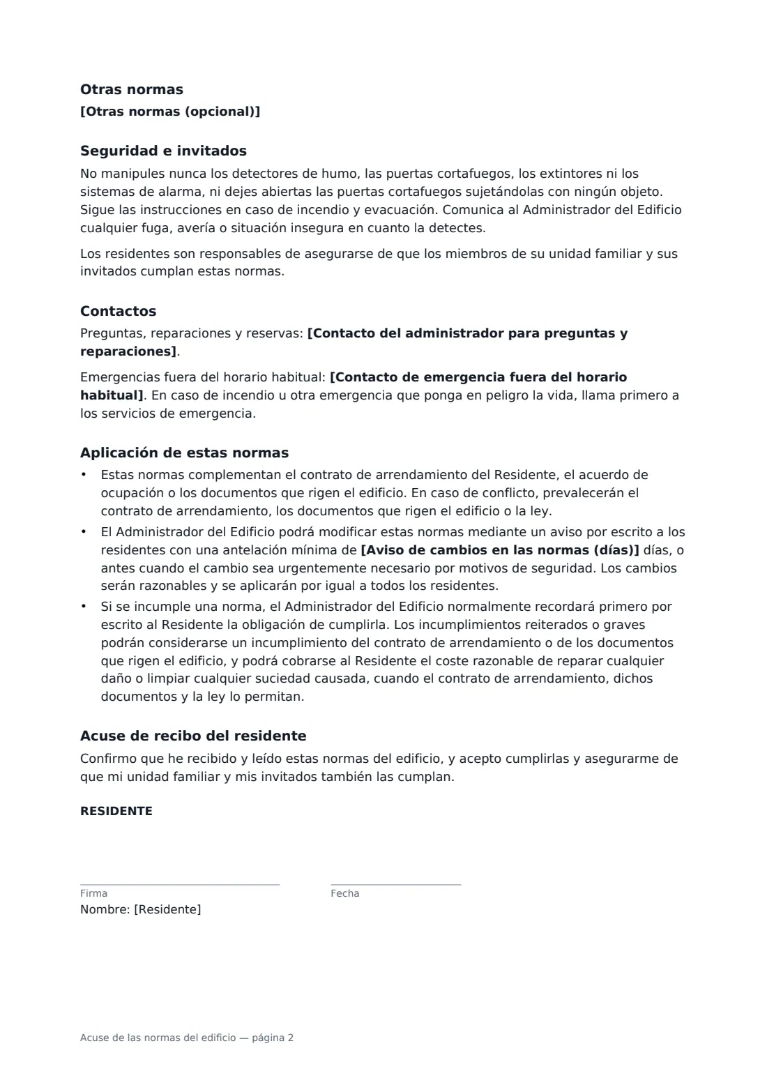 Acuse de las normas del edificio: página 2 de 3