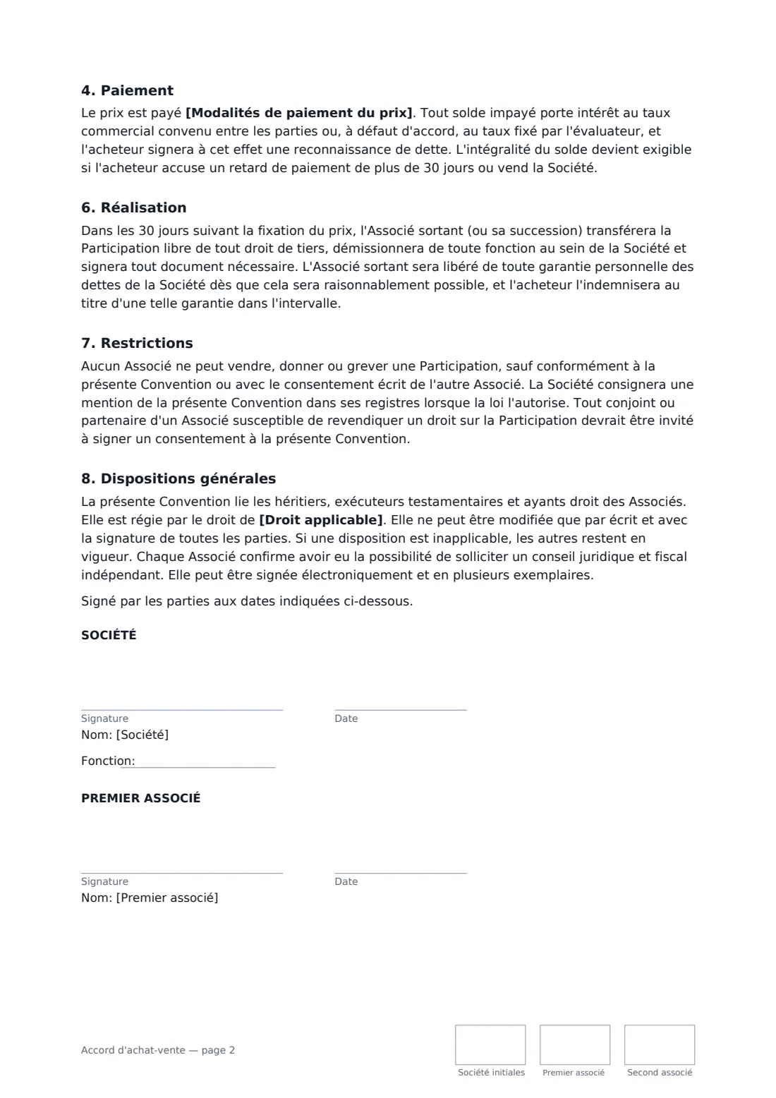 Accord d'achat-vente — page 2 sur 3