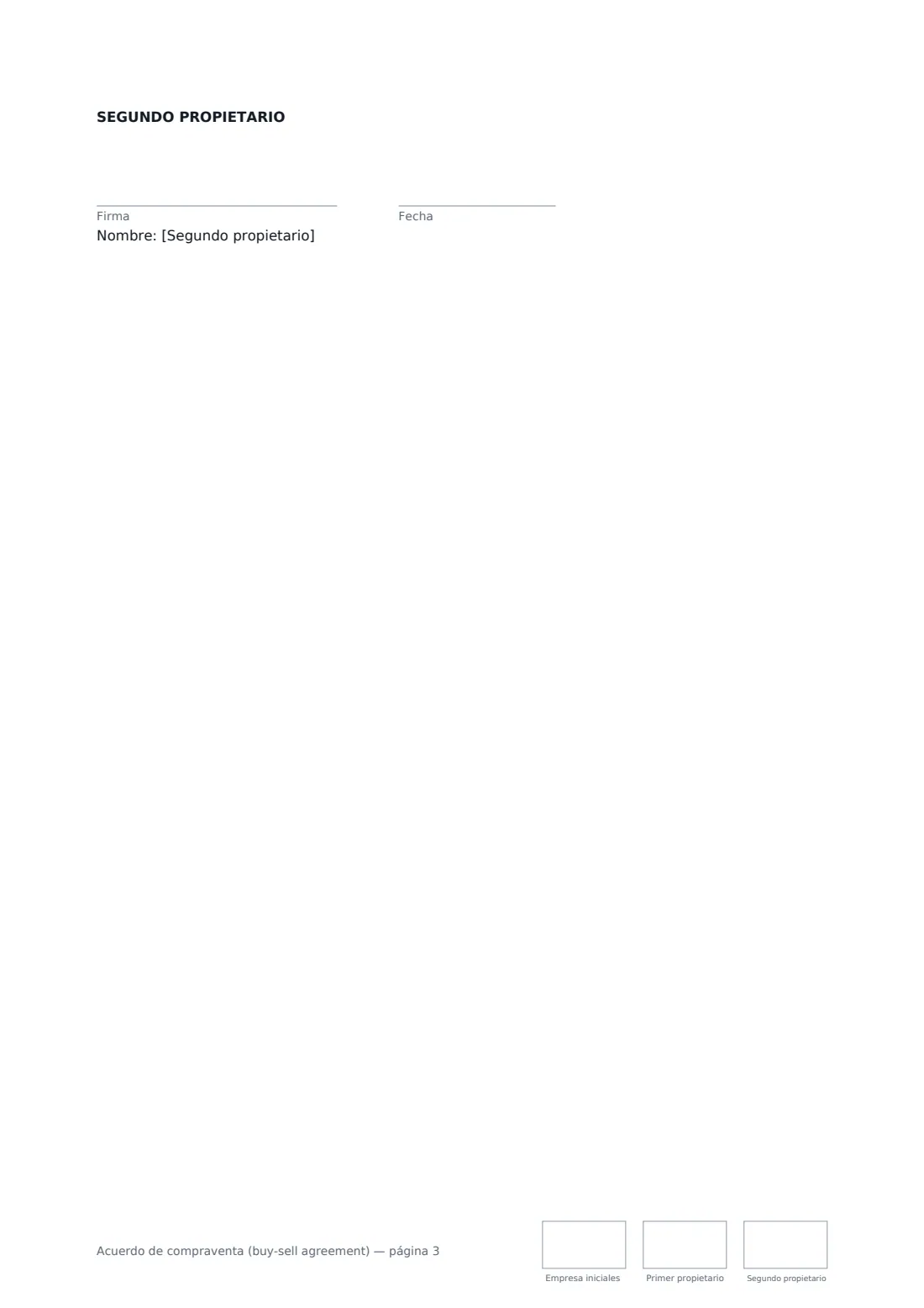 Acuerdo de compraventa (buy-sell agreement): página 3 de 3