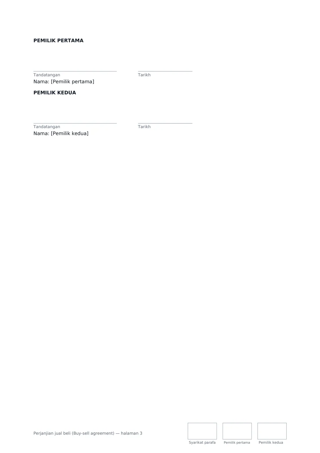 Perjanjian jual beli (Buy-sell agreement) — halaman 3 daripada 3