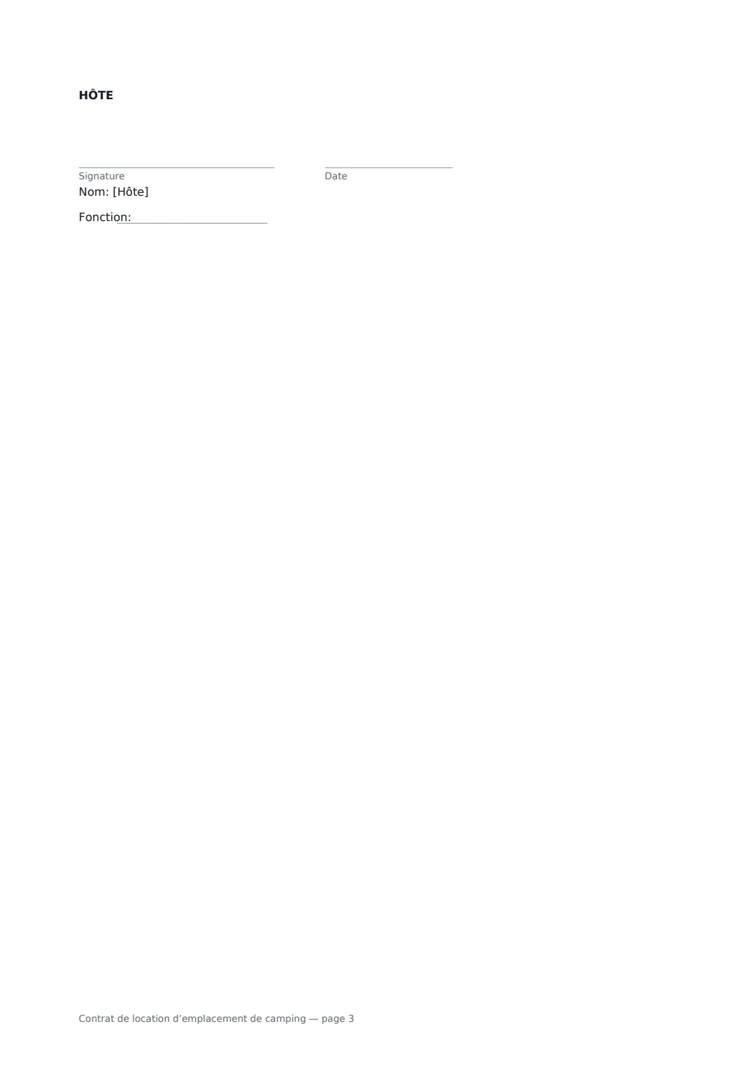 Contrat de location d’emplacement de camping — page 3 sur 3