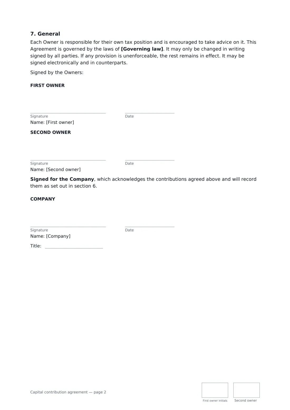 Capital contribution agreement — page 2 of 2