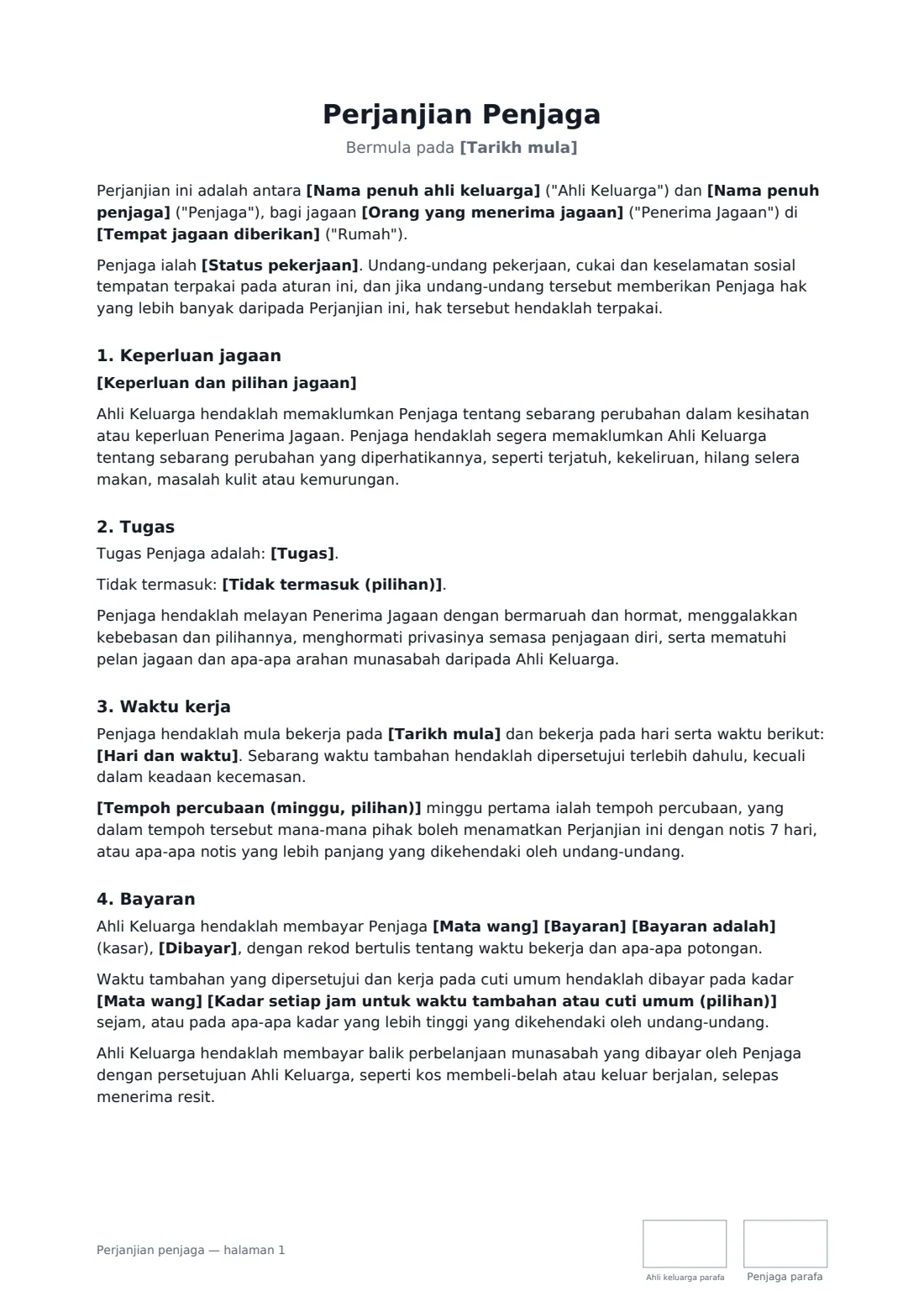 Perjanjian penjaga — halaman 1 daripada 3