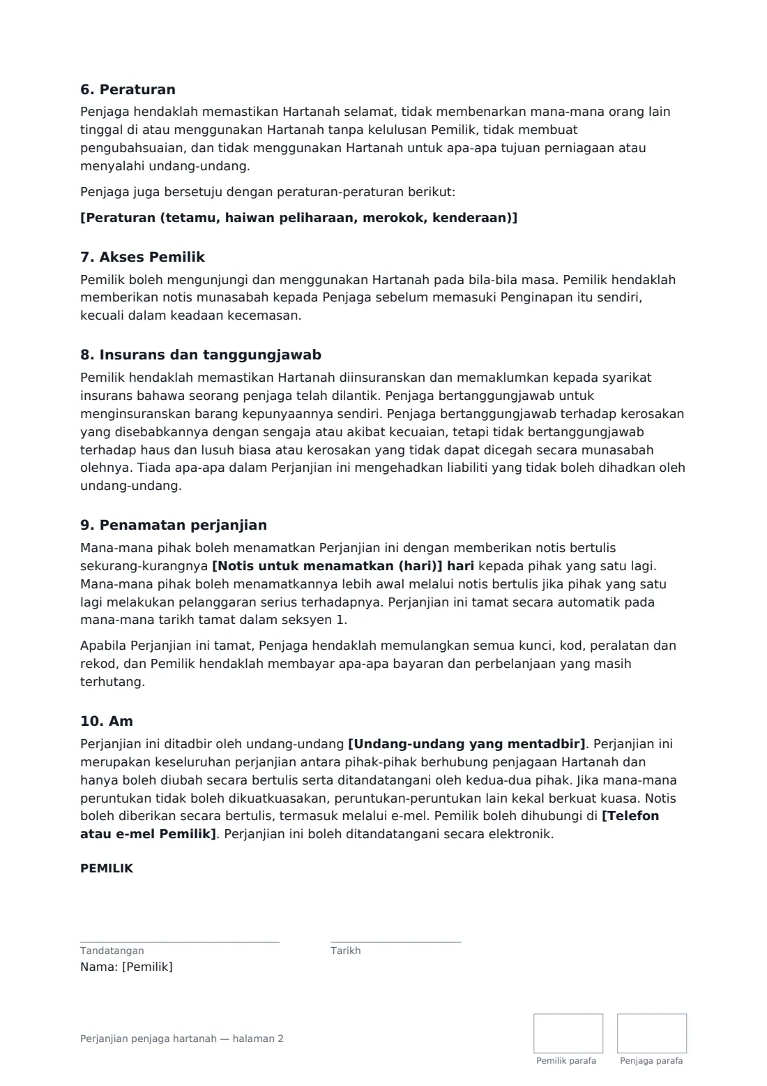 Perjanjian penjaga hartanah — halaman 2 daripada 3