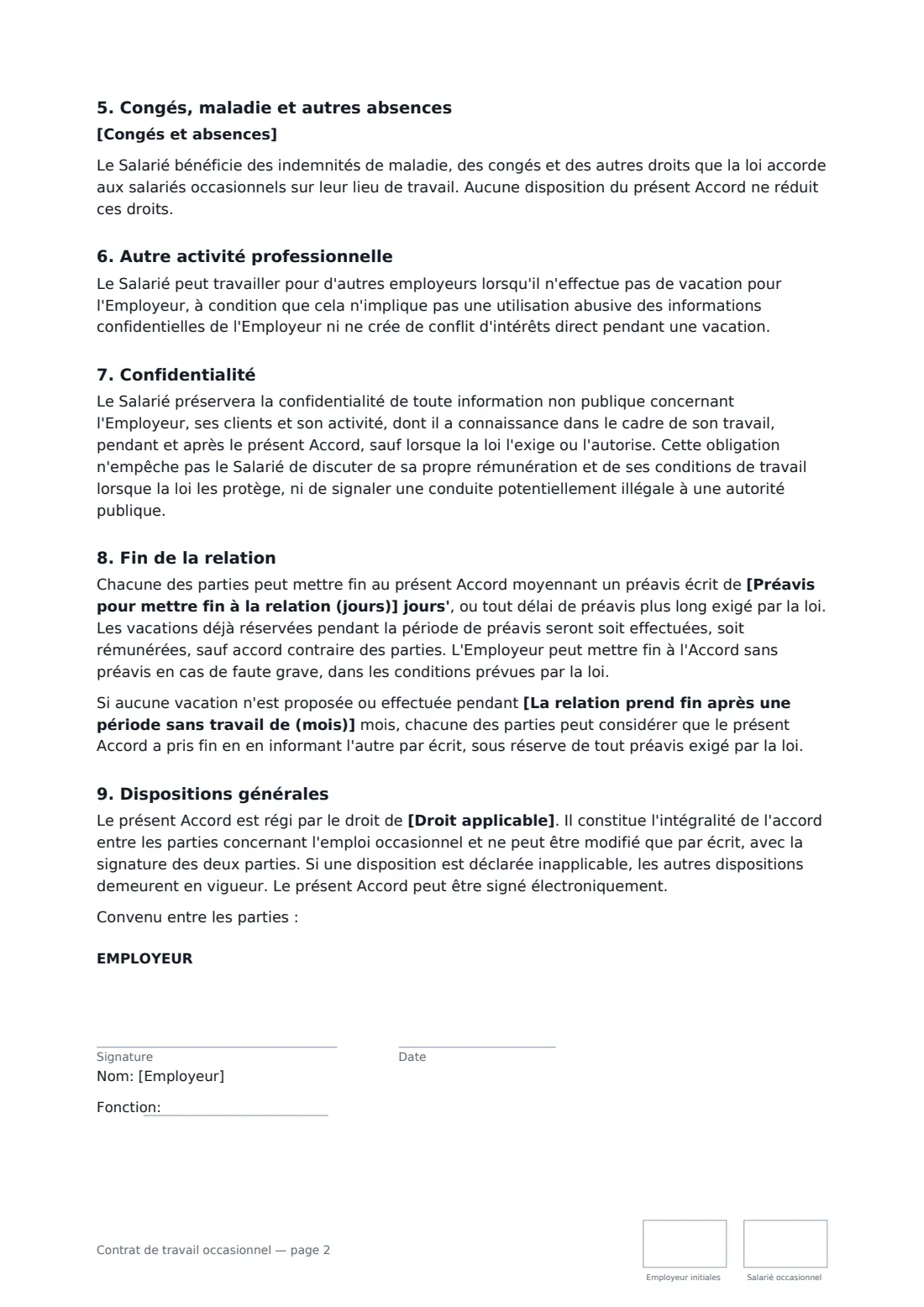 Contrat de travail occasionnel — page 2 sur 3
