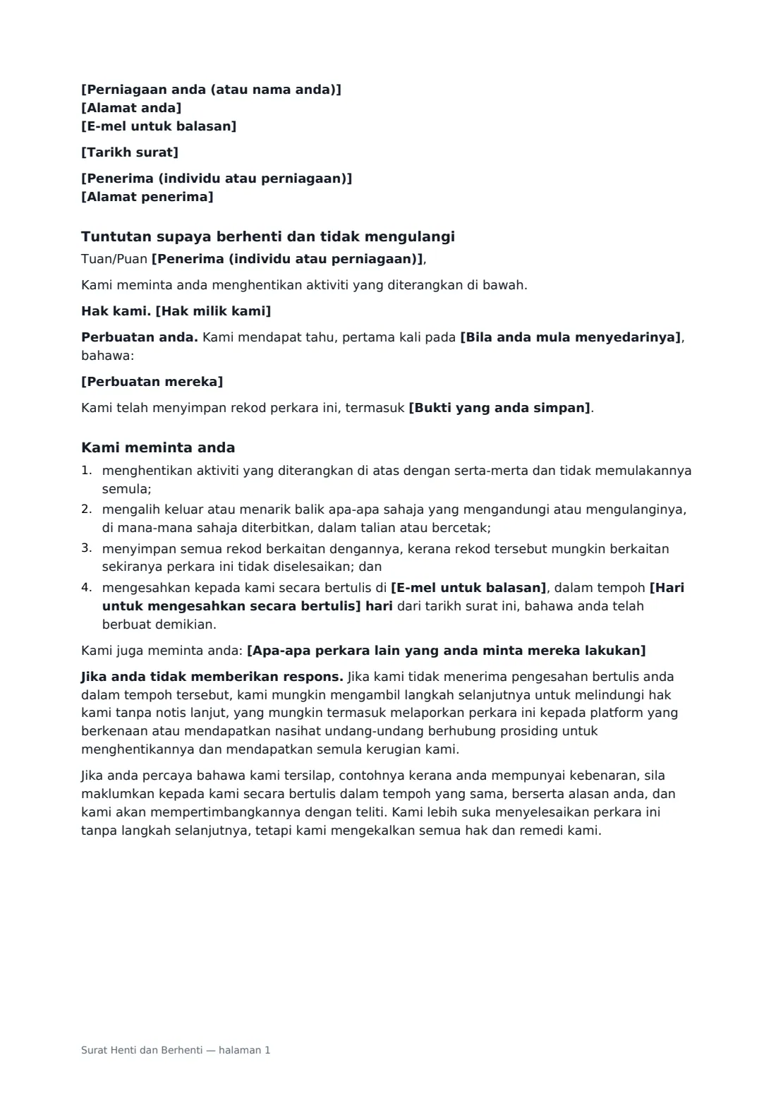 Surat Henti dan Berhenti — halaman 1 daripada 2