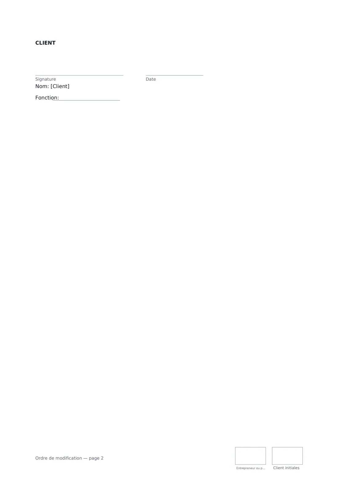 Ordre de modification — page 2 sur 2