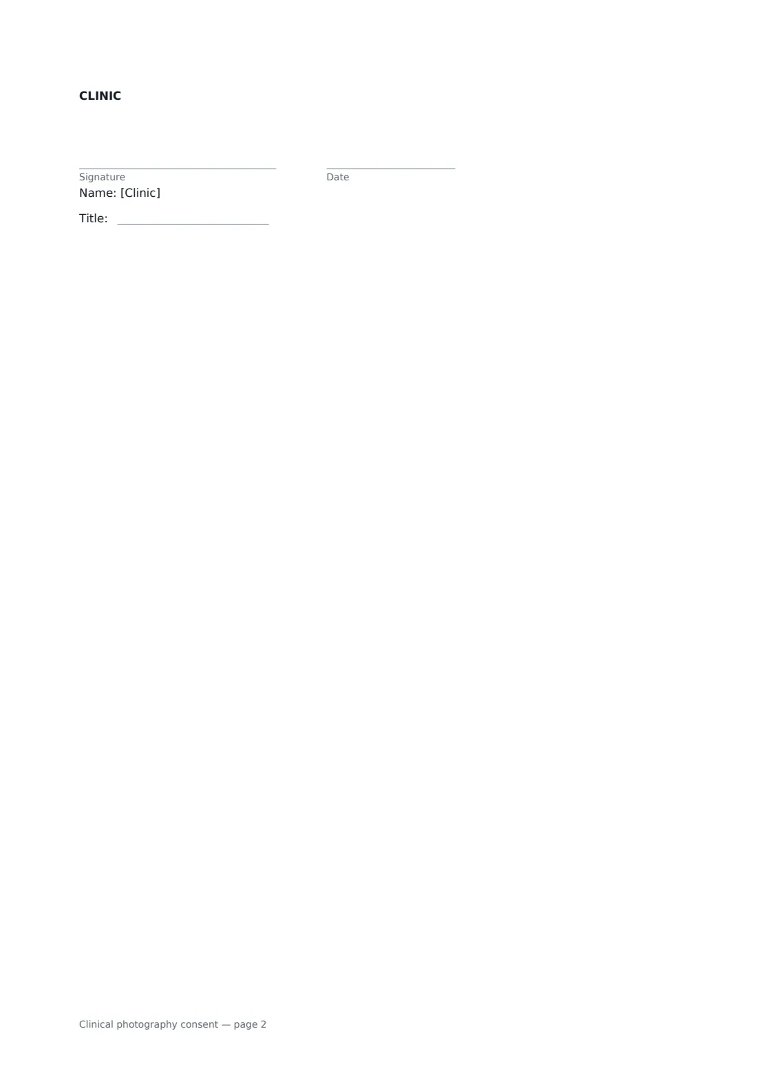 Clinical photography consent — page 2 of 2