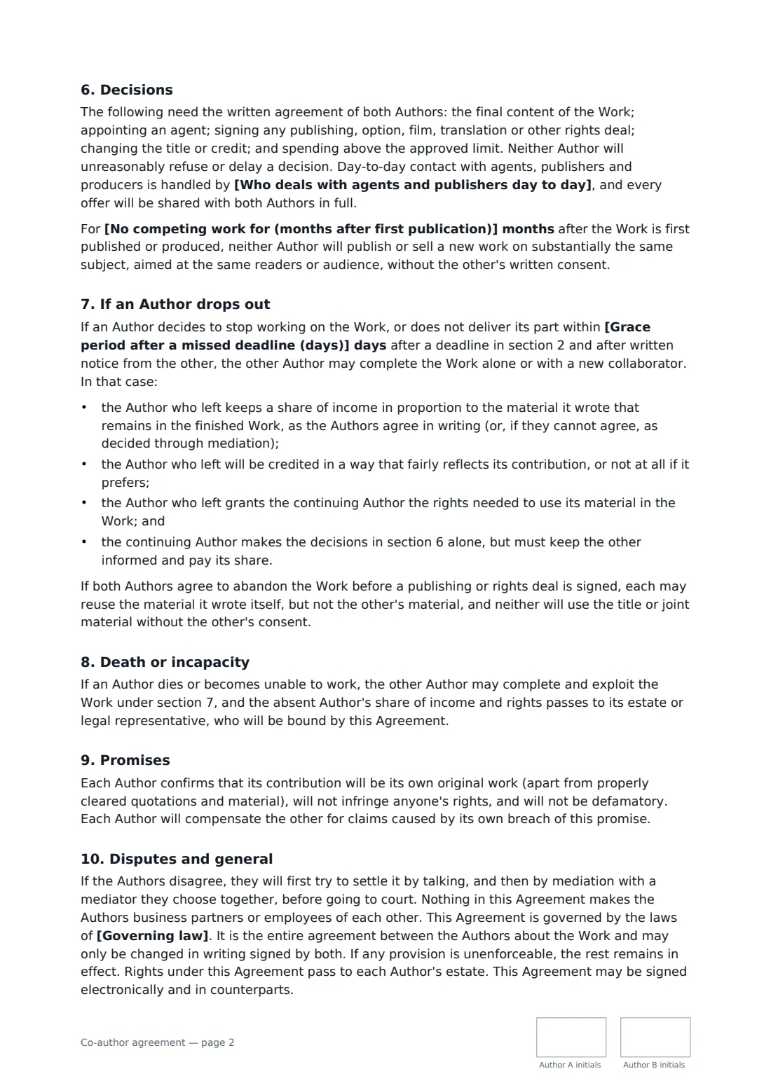 Co-author agreement — page 2 of 3