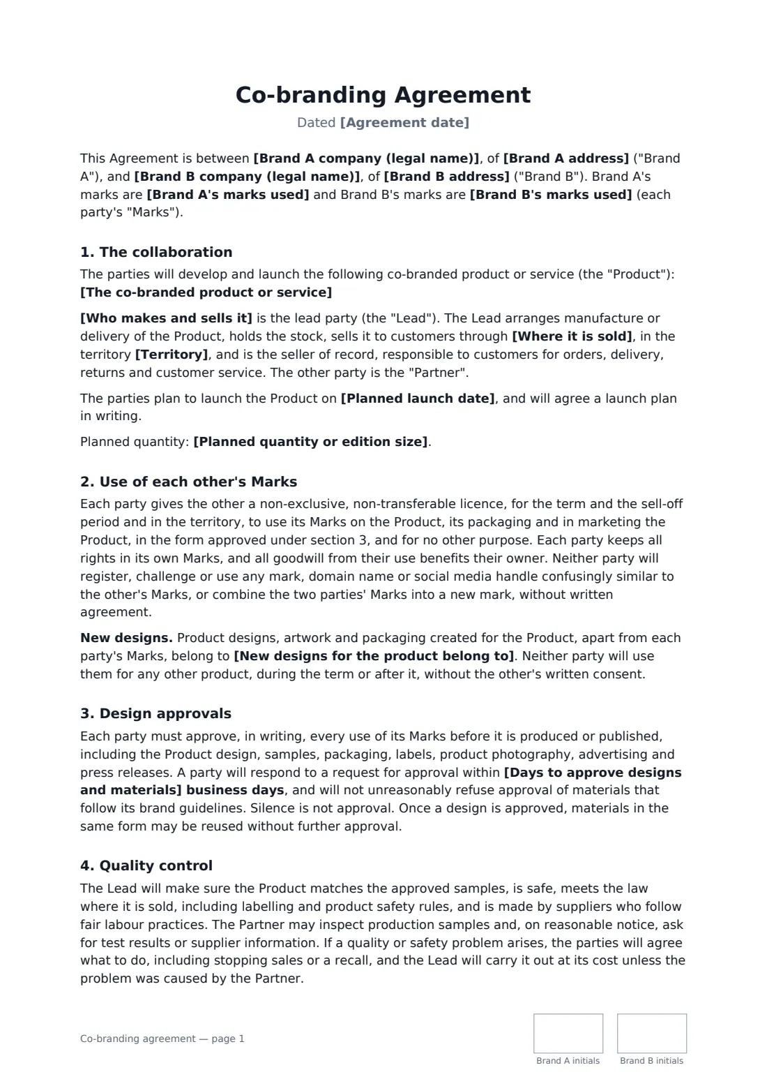 Co-branding agreement — page 1 of 3