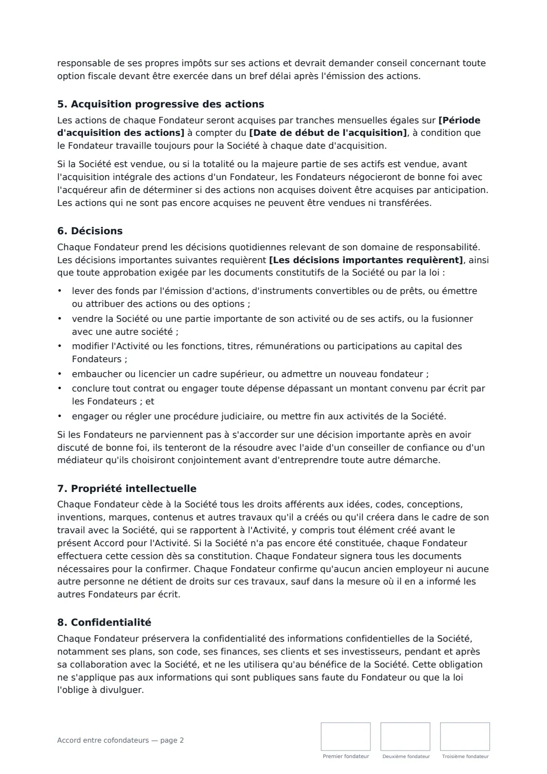 Accord entre cofondateurs — page 2 sur 4