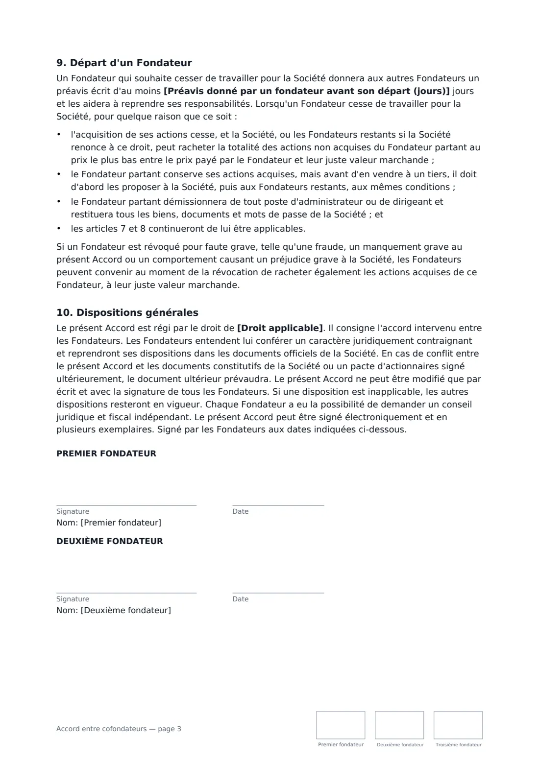 Accord entre cofondateurs — page 3 sur 4