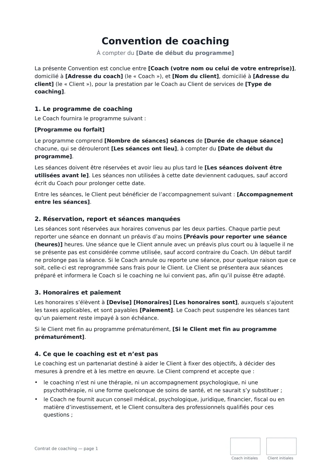 Contrat de coaching — page 1 sur 3