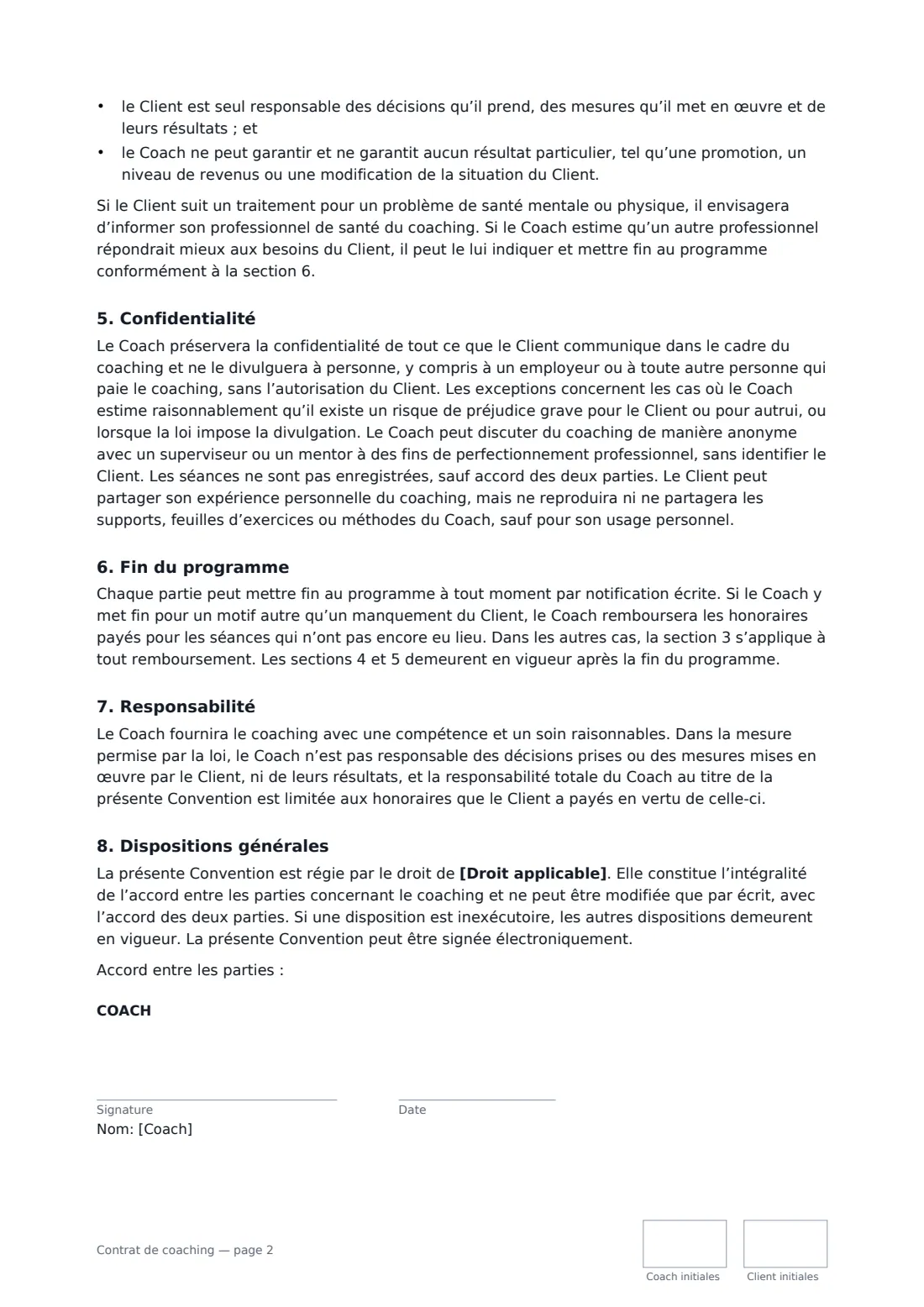 Contrat de coaching — page 2 sur 3