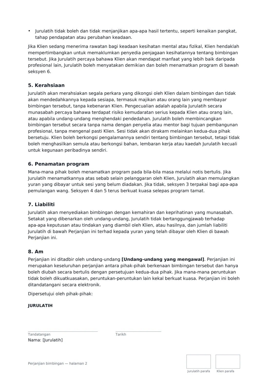 Perjanjian bimbingan — halaman 2 daripada 3