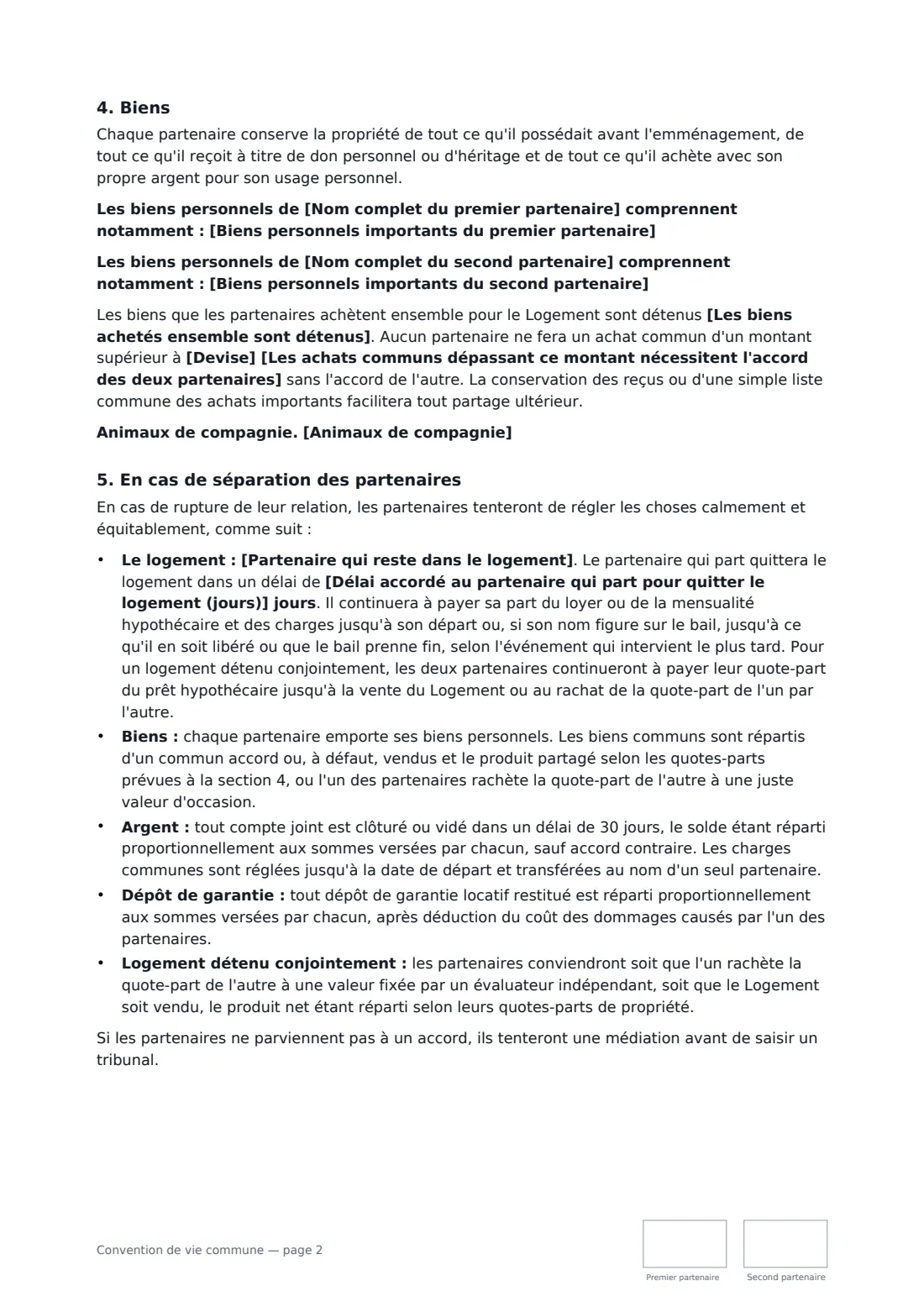 Convention de vie commune — page 2 sur 3