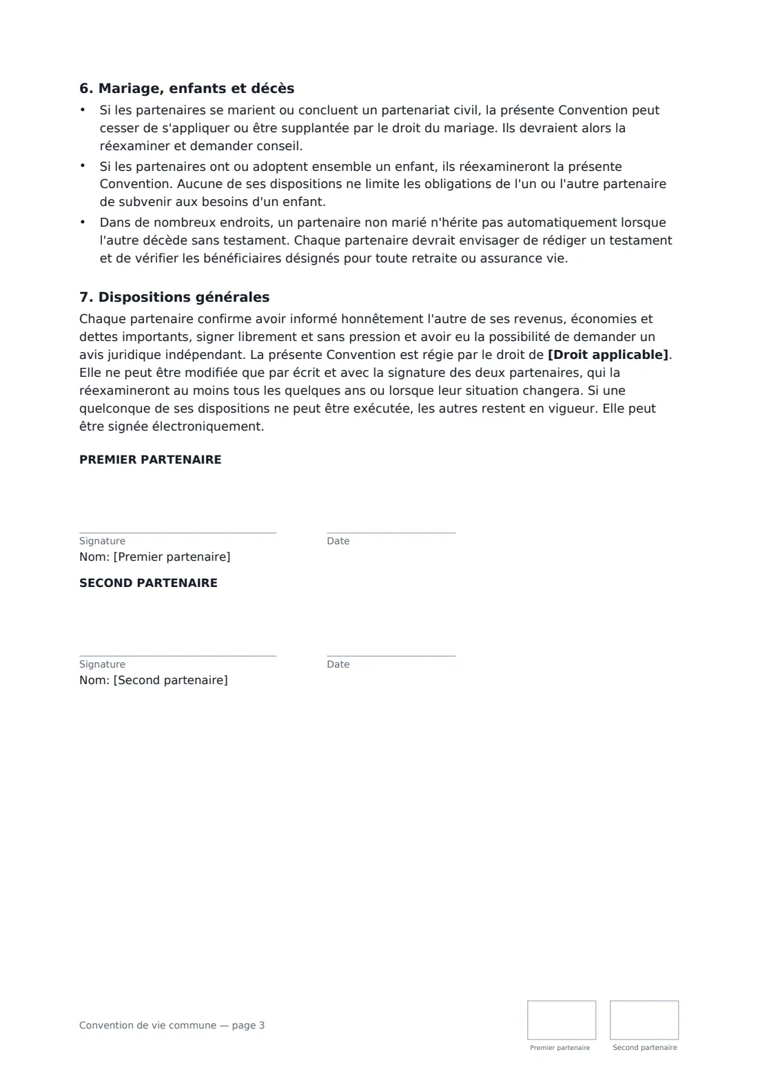 Convention de vie commune — page 3 sur 3
