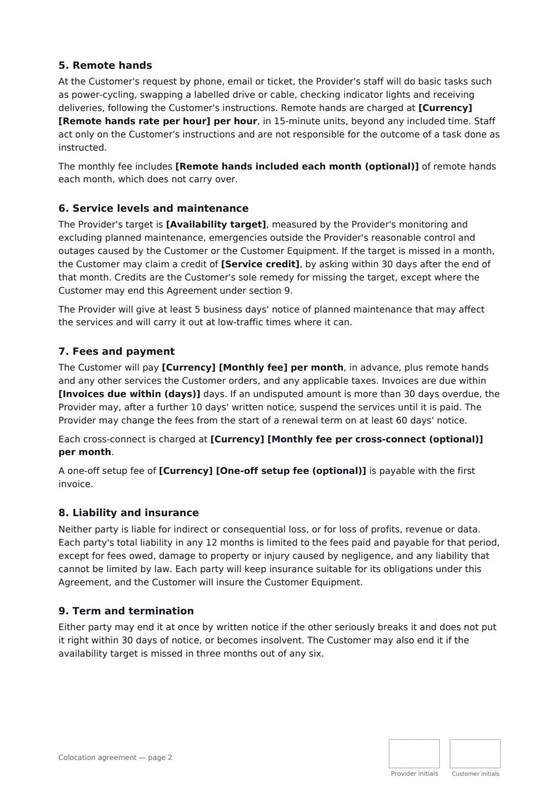 Colocation agreement — page 2 of 3