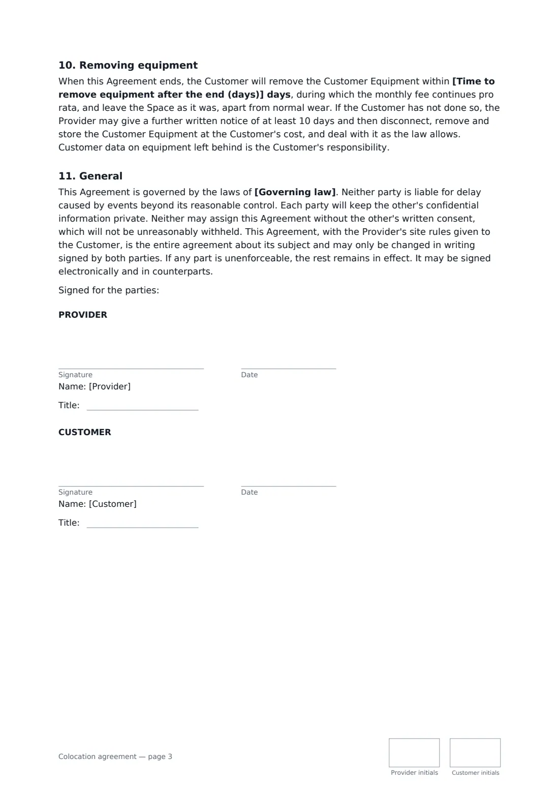 Colocation agreement — page 3 of 3
