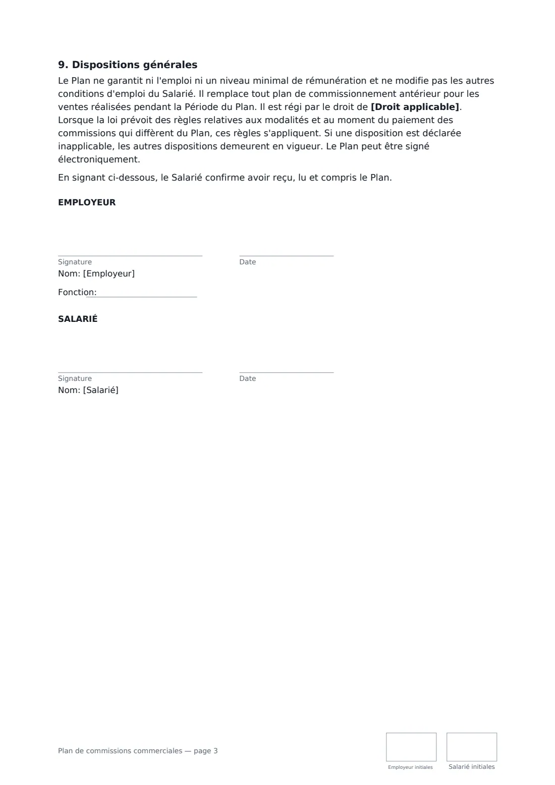 Plan de commissions commerciales — page 3 sur 3