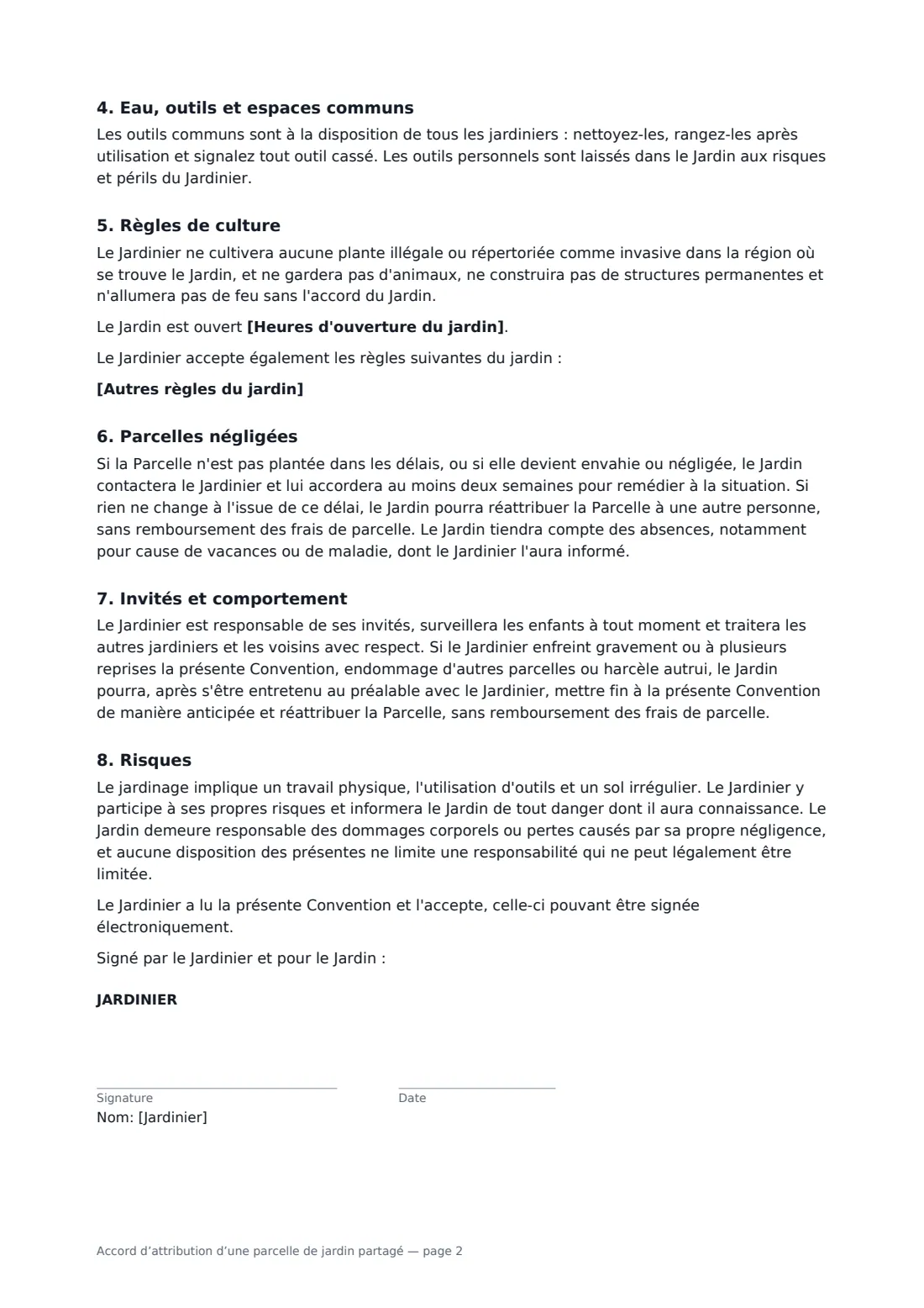 Accord d’attribution d’une parcelle de jardin partagé — page 2 sur 3