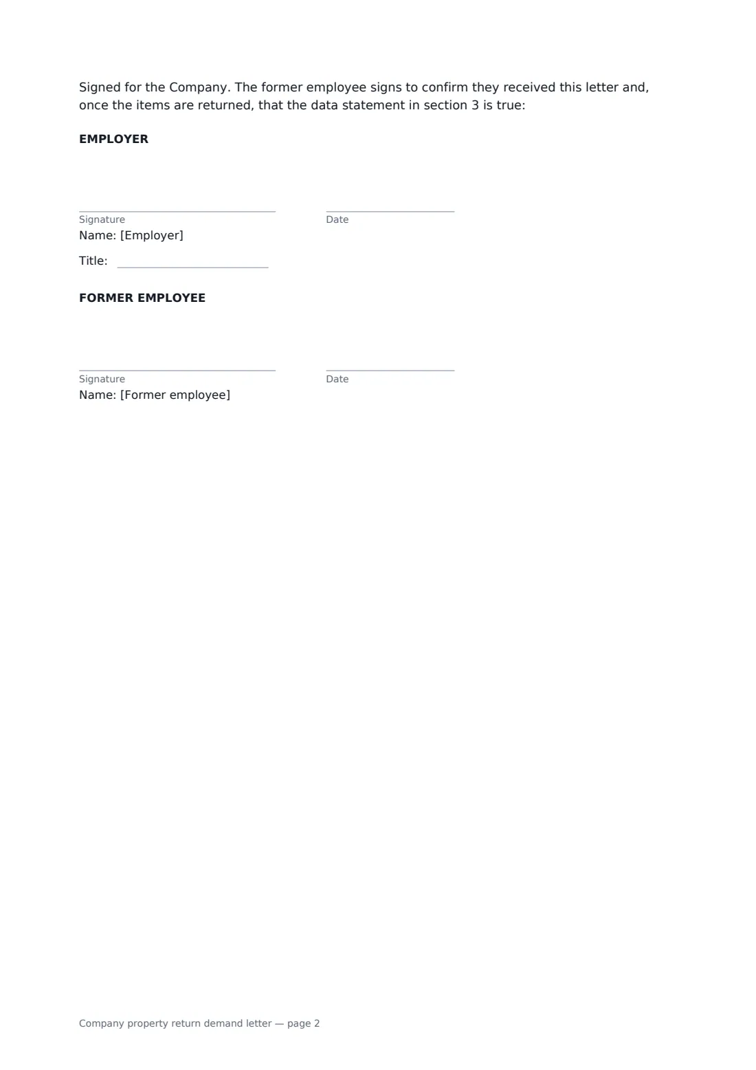 Company property return demand letter — page 2 of 2