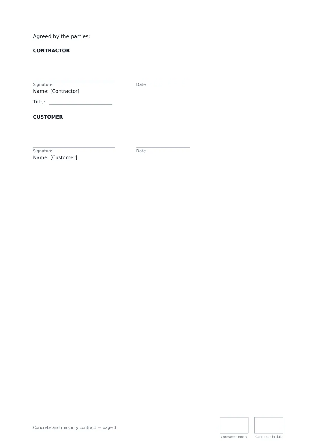 Concrete and masonry contract — page 3 of 3