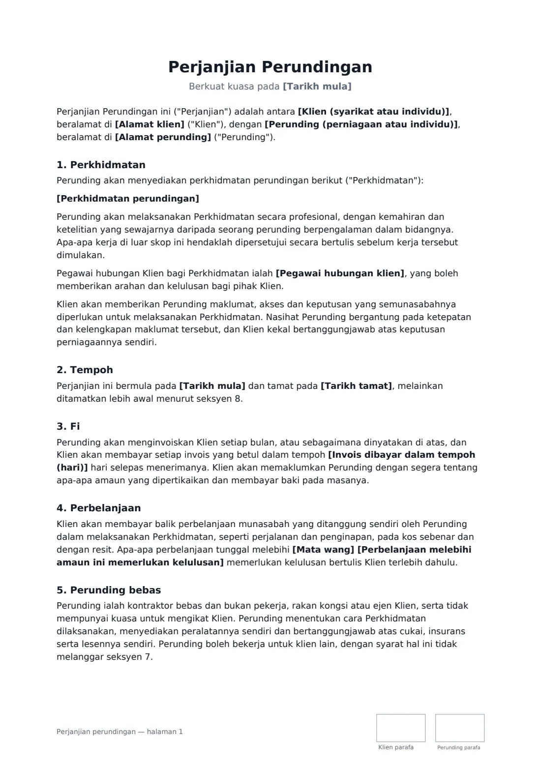 Perjanjian perundingan — halaman 1 daripada 3