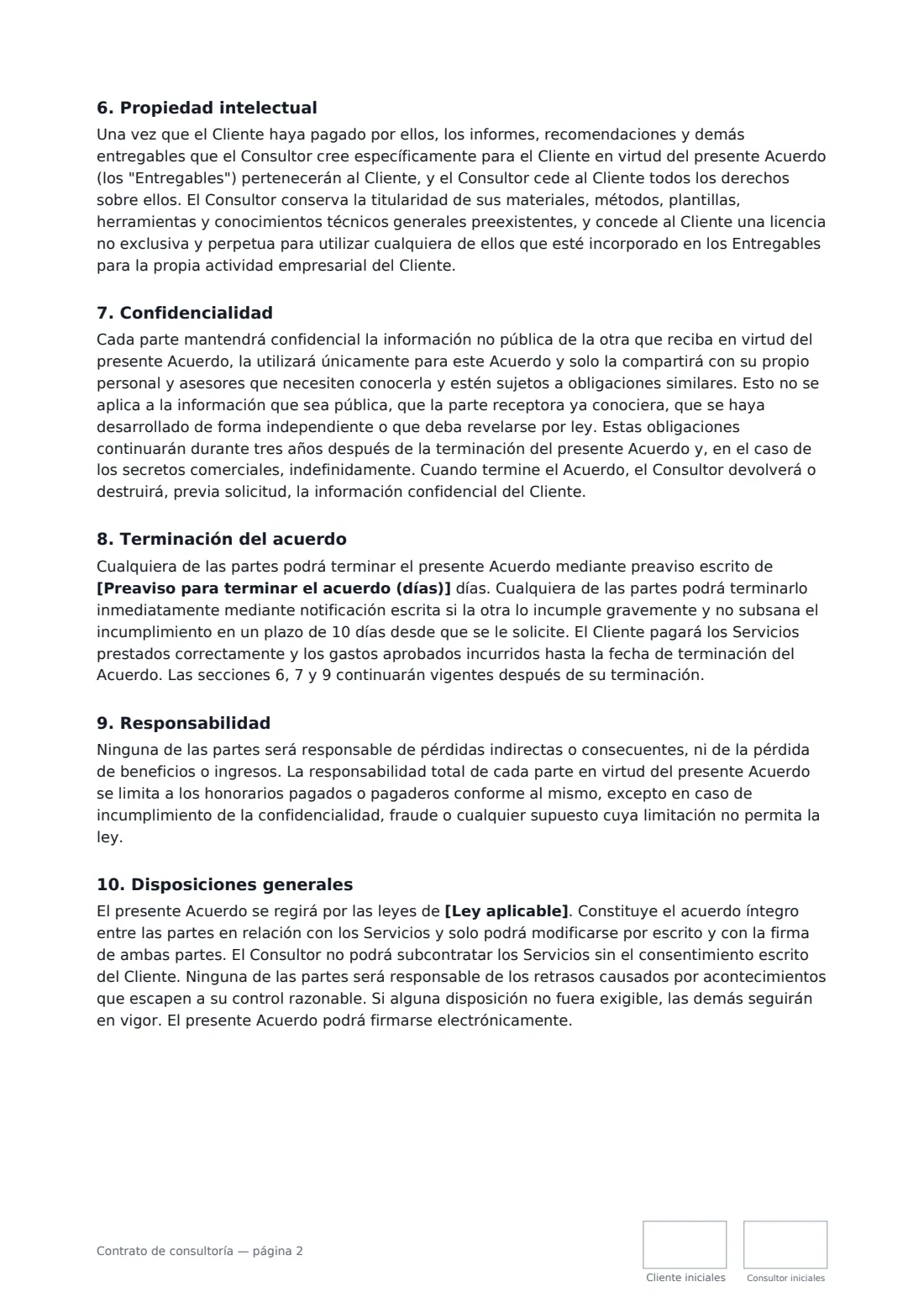 Contrato de consultoría: página 2 de 3