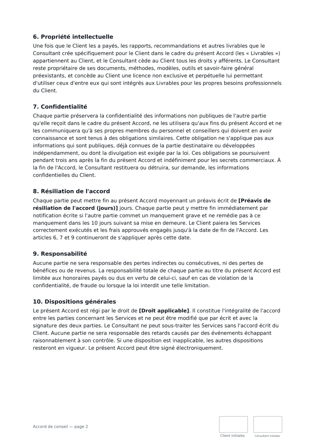 Accord de conseil — page 2 sur 3