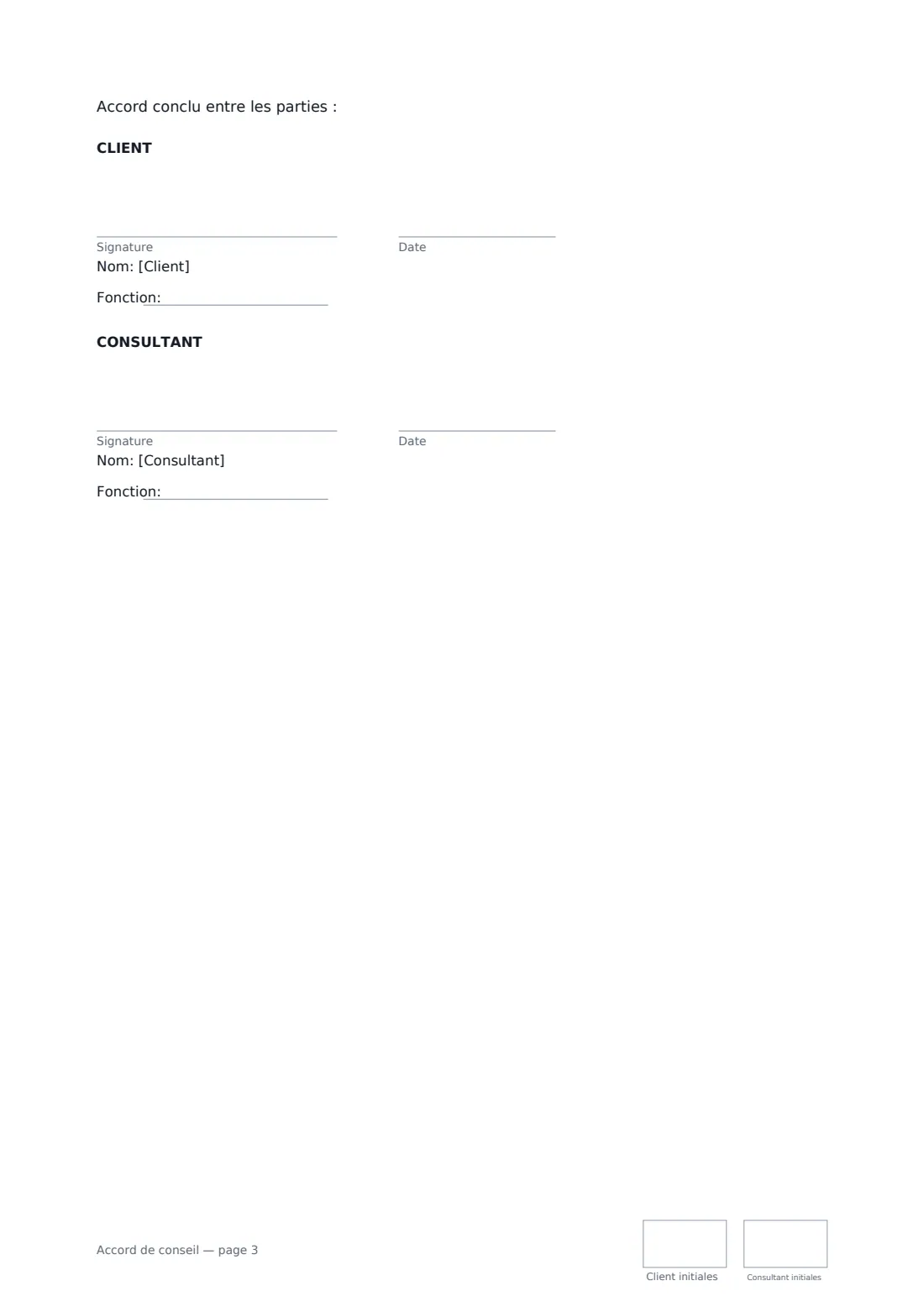 Accord de conseil — page 3 sur 3