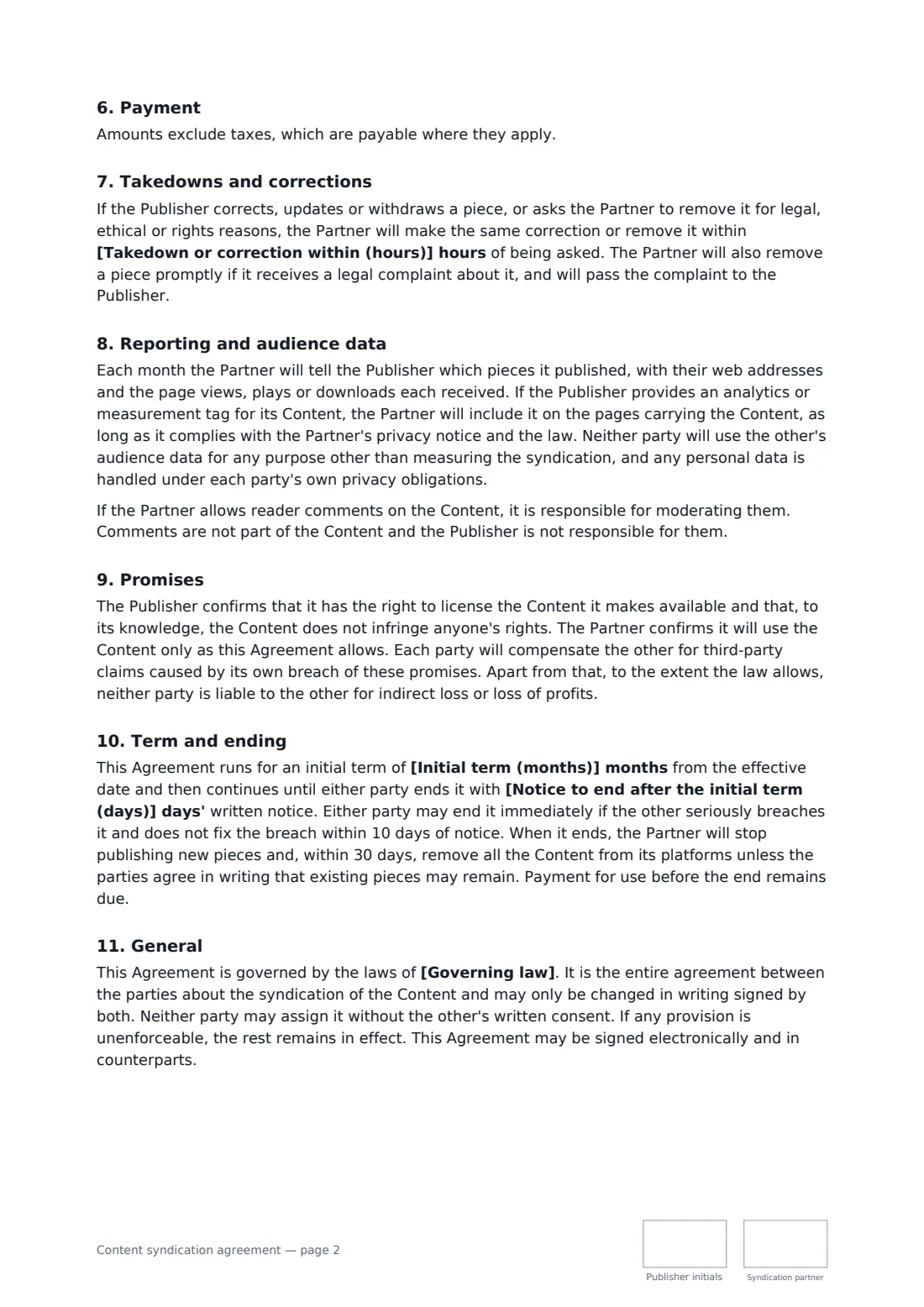 Content syndication agreement — page 2 of 3