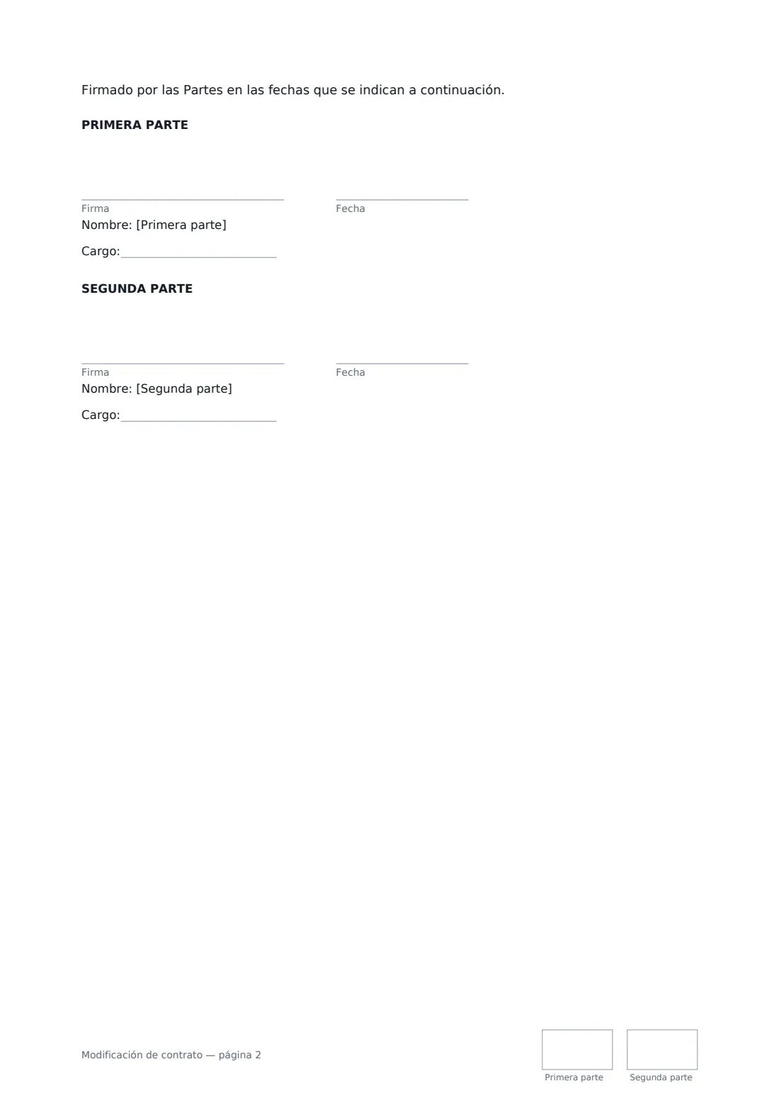 Modificación de contrato: página 2 de 2