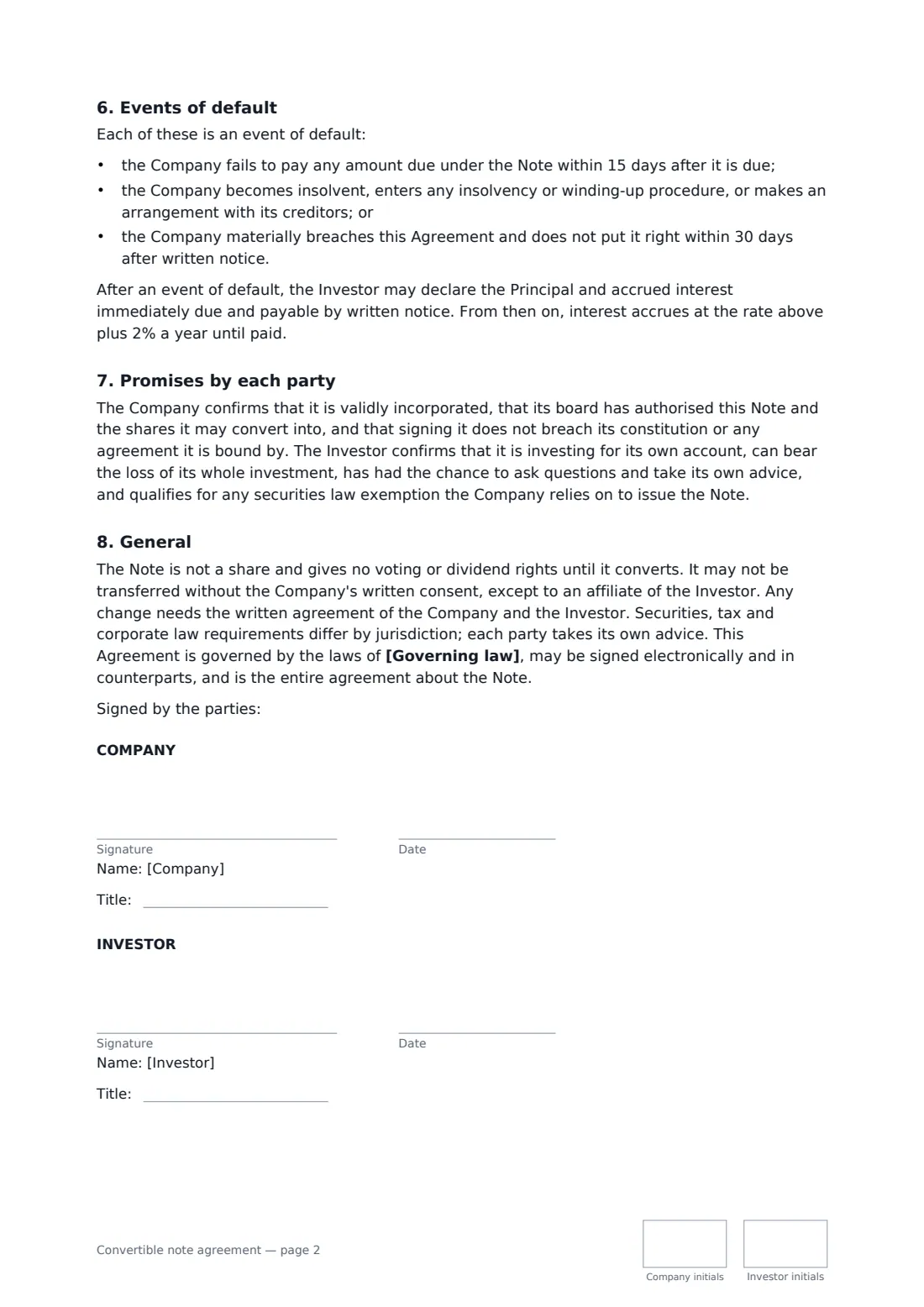 Convertible note agreement — page 2 of 2