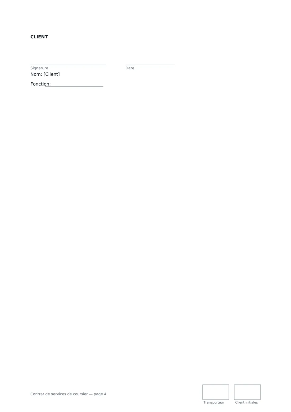 Contrat de services de coursier — page 4 sur 4