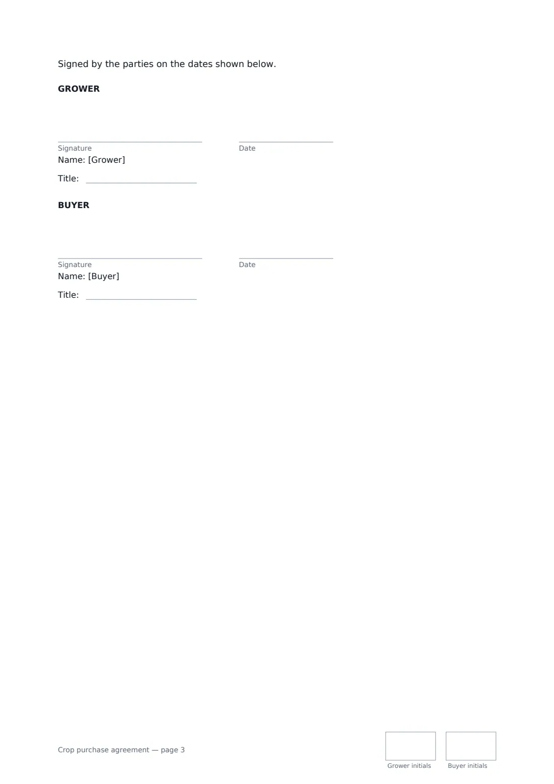 Crop purchase agreement — page 3 of 3