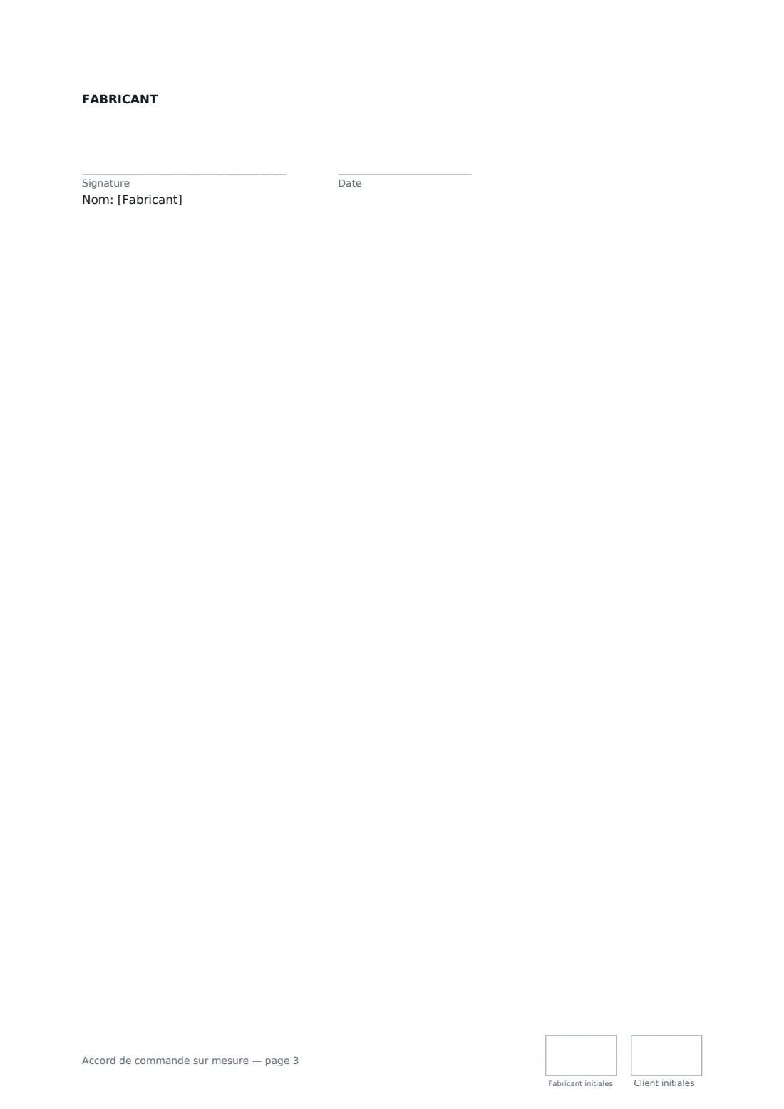 Accord de commande sur mesure — page 3 sur 3