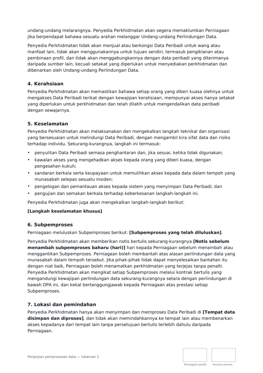 Perjanjian pemprosesan data — halaman 2 daripada 4