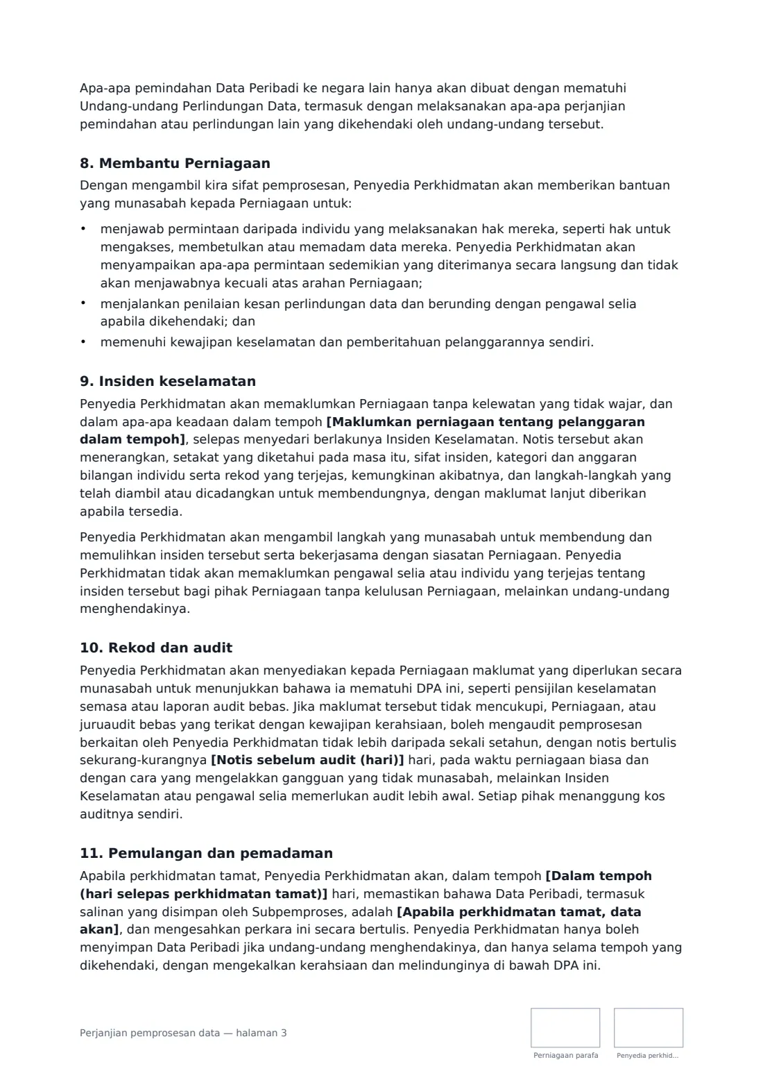 Perjanjian pemprosesan data — halaman 3 daripada 4