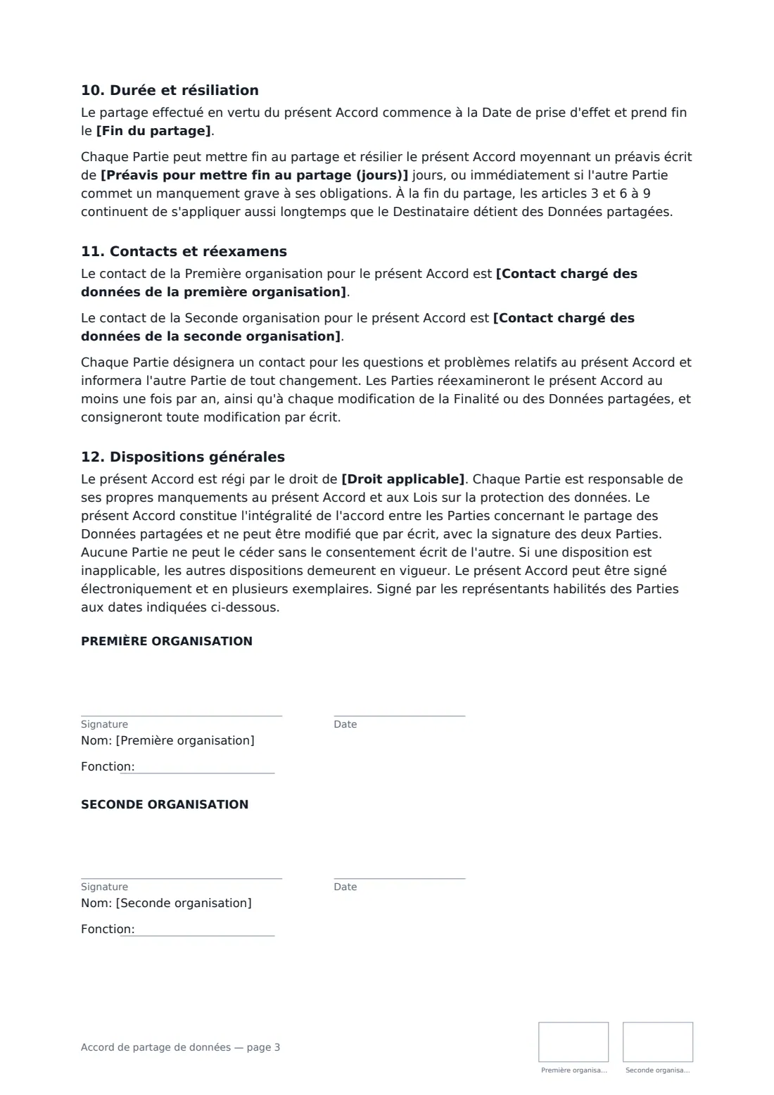 Accord de partage de données — page 3 sur 3