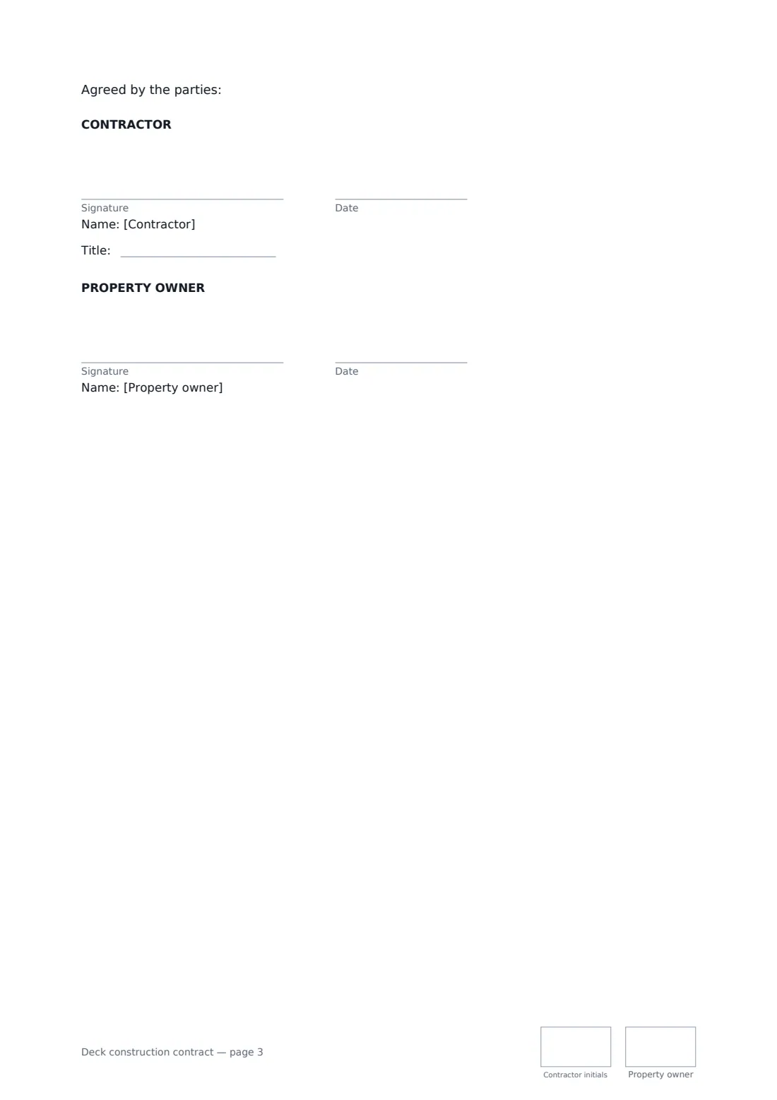Deck construction contract — page 3 of 3