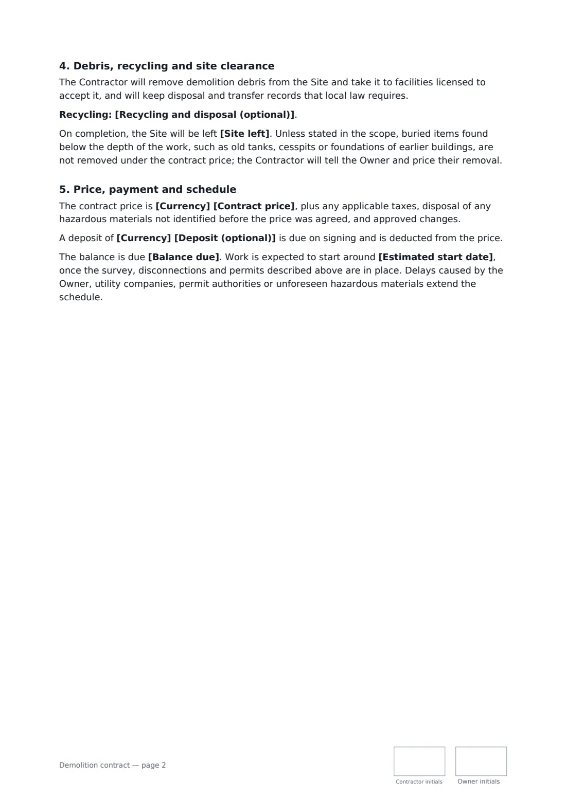 Demolition contract — page 2 of 3