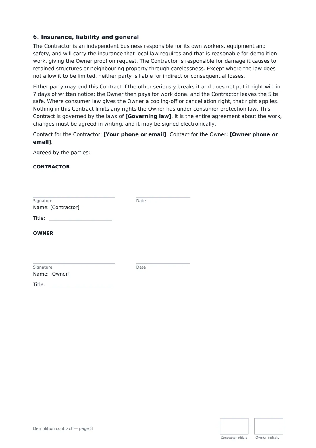 Demolition contract — page 3 of 3