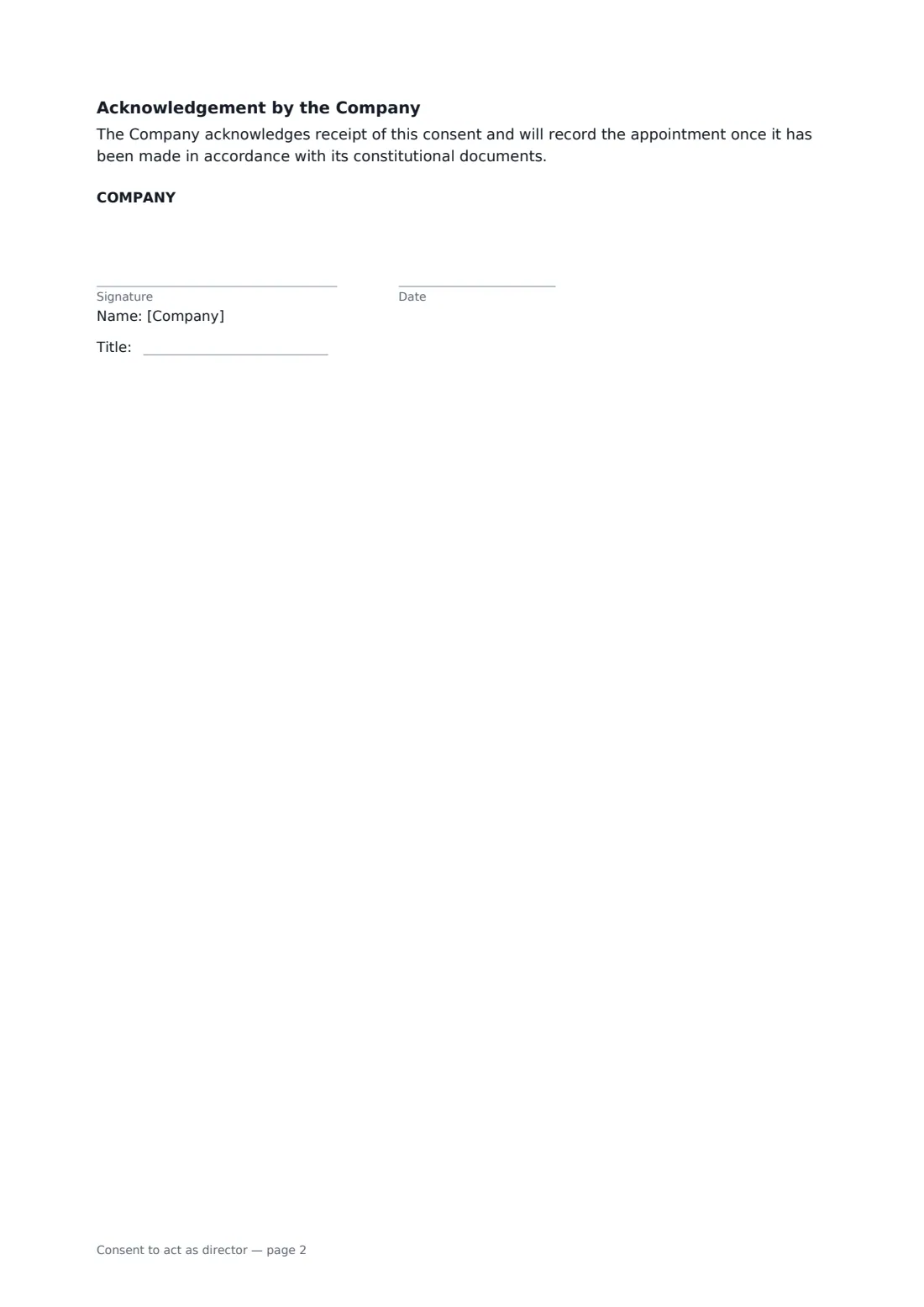 Consent to act as director — page 2 of 2