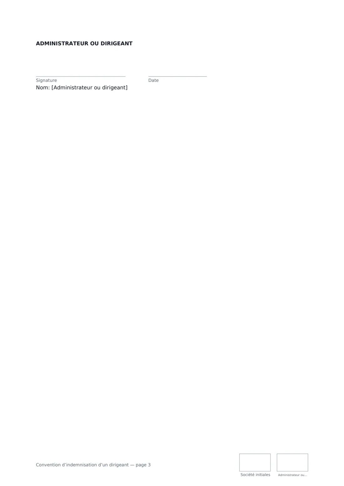 Convention d’indemnisation d’un dirigeant — page 3 sur 3
