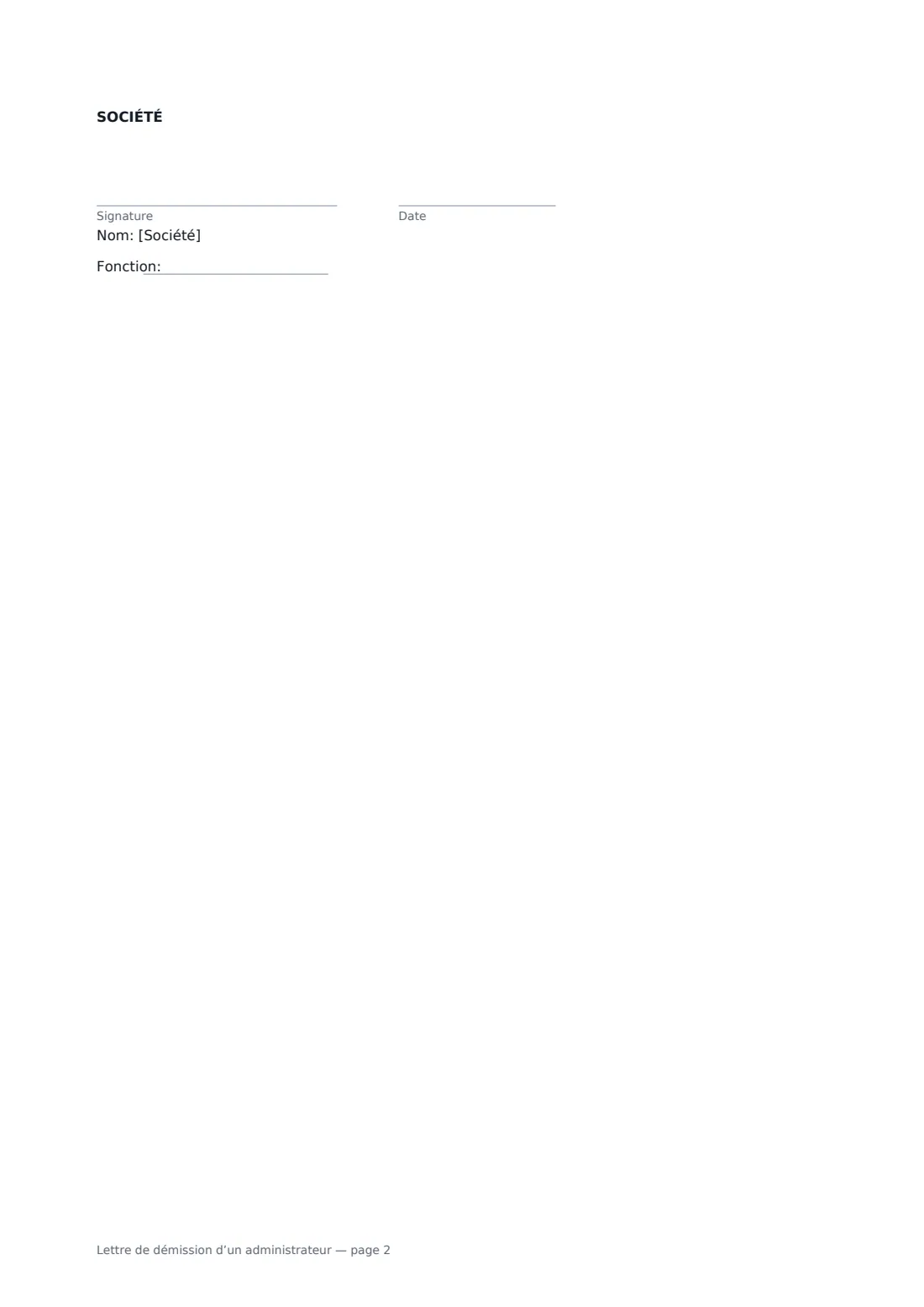 Lettre de démission d’un administrateur — page 2 sur 2