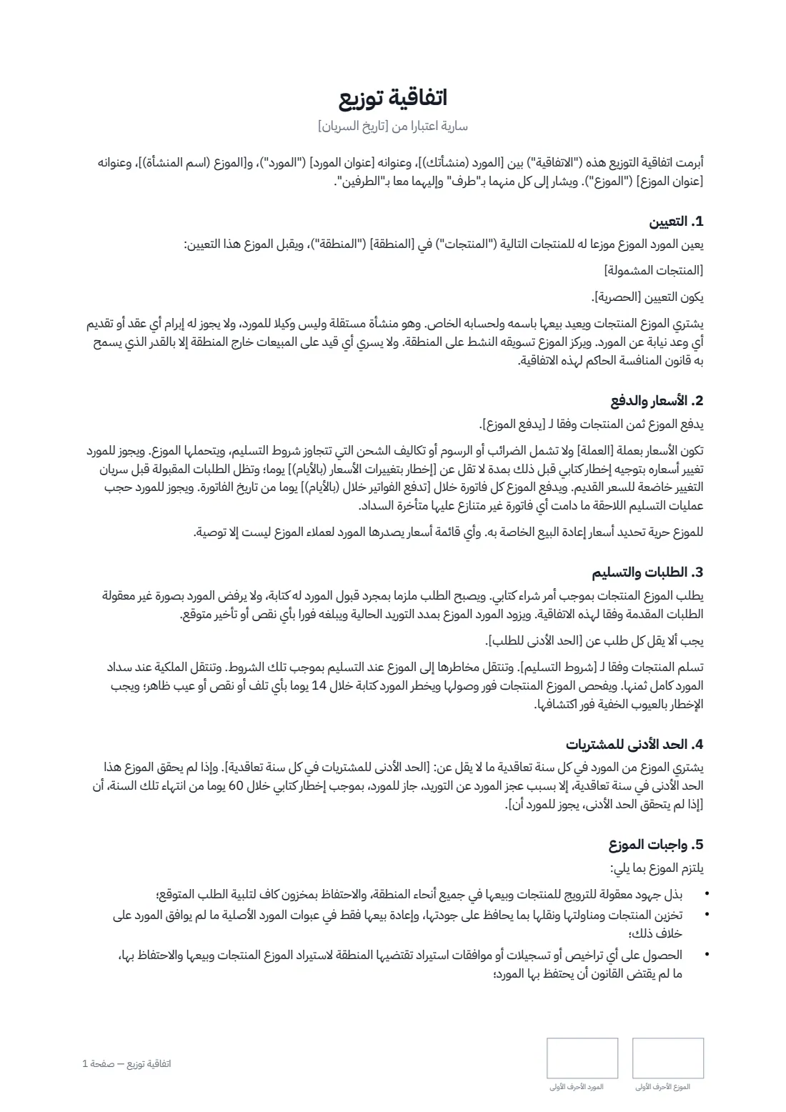 اتفاقية توزيع — الصفحة 1 من 3