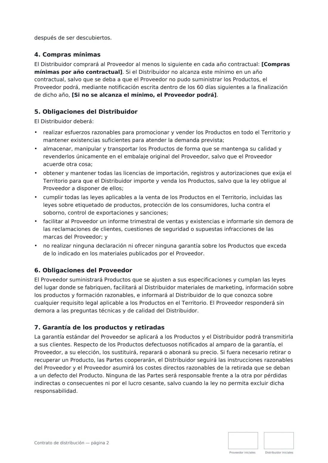 Contrato de distribución: página 2 de 4