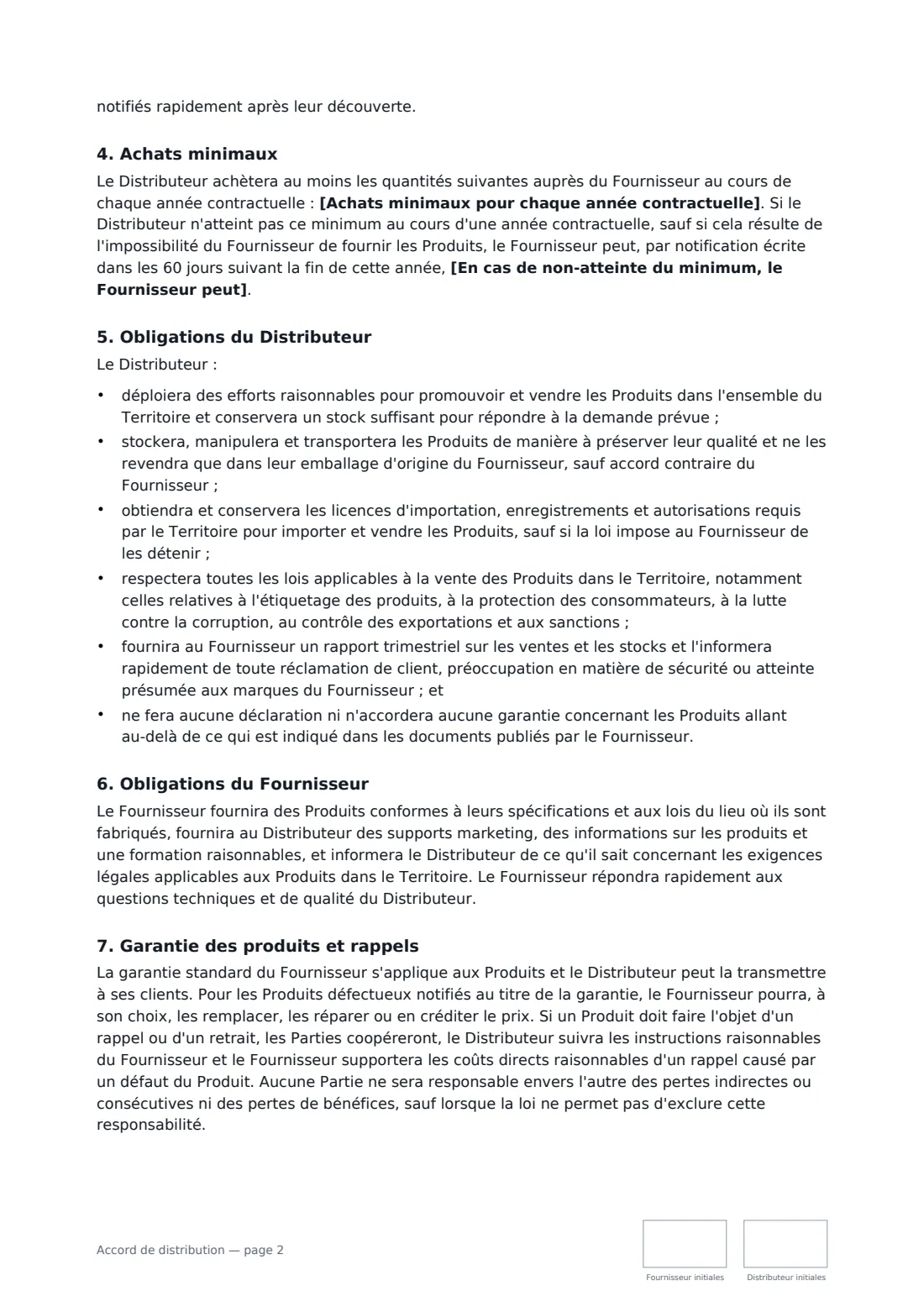 Accord de distribution — page 2 sur 4