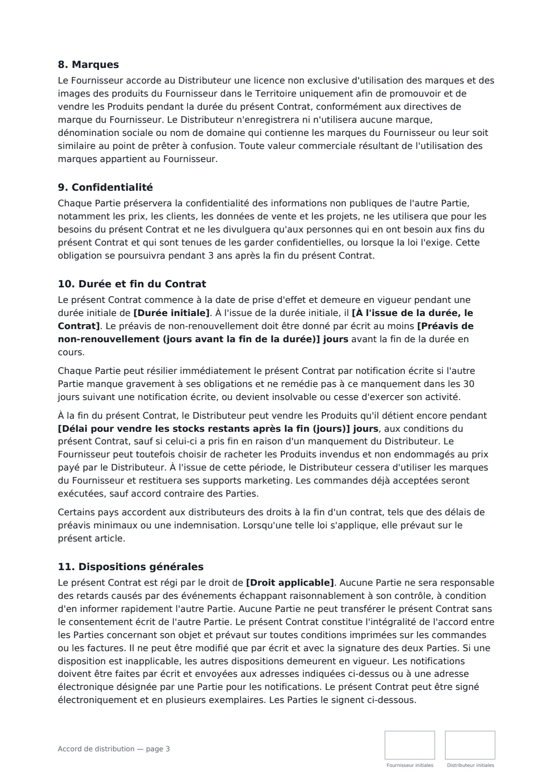 Accord de distribution — page 3 sur 4